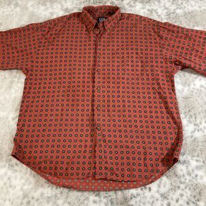 Vtg Gap Shirt Mens XL All Over Print Short Sleeve Weatern Cowboy Farm Work Geo